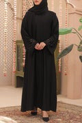 Black sleeve Laser Cut Front Open Abaya – Luxe Nidha Fabric