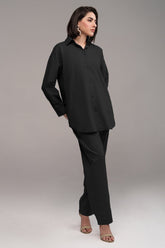 2 Pcs Cambric Co-ord Set – Black | Premium Soft Cambric