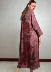 Brown Floral Motif Maxi Dress