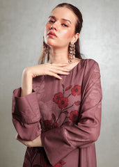 Brown Floral Motif Maxi Dress