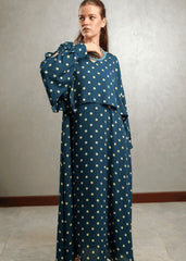 Blue Polka Overlap Maxi Dress