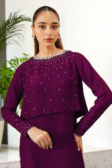 Arina: Plum Maxi Dress With Crystal Hand Embellishment