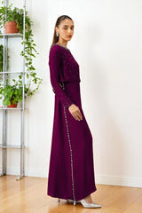 Arina: Plum Maxi Dress With Crystal Hand Embellishment