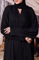 Diamond Sea Abaya – Black Stone Embellished Luxe Nidha Fabric