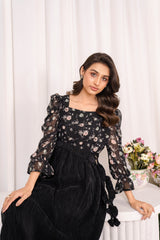 LIZA Black Chiffon Maxi Dress