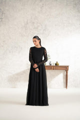 Afshan Black 3 Piece Embroidered Chiffon Maxi Dress – Formal Collection