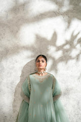 Zerqa 3 Piece Embroidered Chiffon Maxi Dress