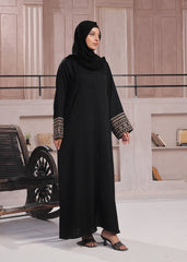 Black Open-Front Nidha Abaya – Premium Party Wear Elegance
