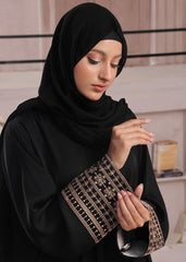 Black Open-Front Nidha Abaya – Premium Party Wear Elegance