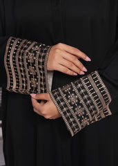 Black Open-Front Nidha Abaya – Premium Party Wear Elegance