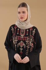 Black Tatreez Kaftan Abaya