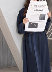 Blue Straight-Cut Open-Front Gown abaya with Waist Belt – Lightweight & Comfortable