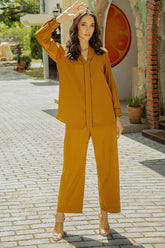 Caramel Co-ord Set – Flowy Crepe | Summer Essential