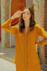 Caramel Co-ord Set – Flowy Crepe | Summer Essential