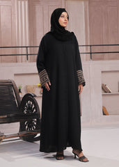 Black Open-Front Nidha Abaya – Premium Party Wear Elegance