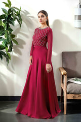 Carmen: Red Chiffon Silk Skirt Maxi Dress