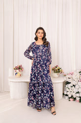 Lara Blue Print maxi chiffon