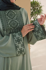 Sage Green Embroidered Abaya