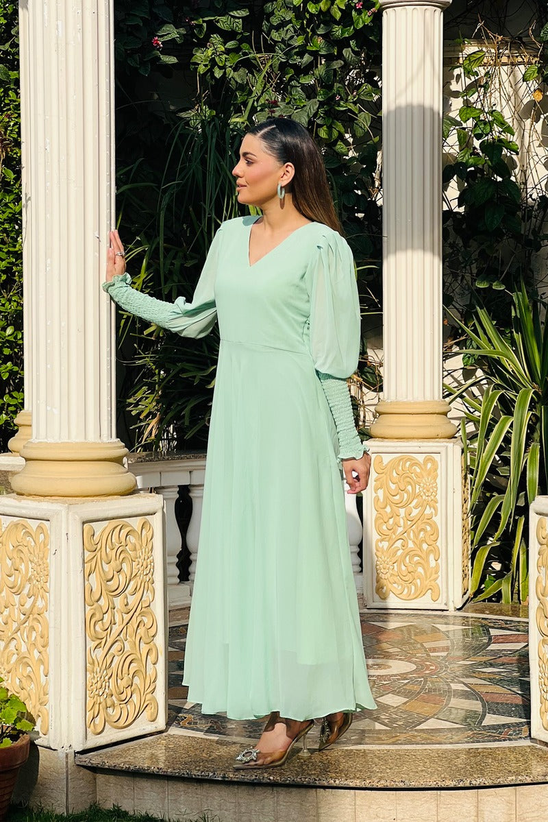 VETIVER DRESS In Mint Green Chiffon