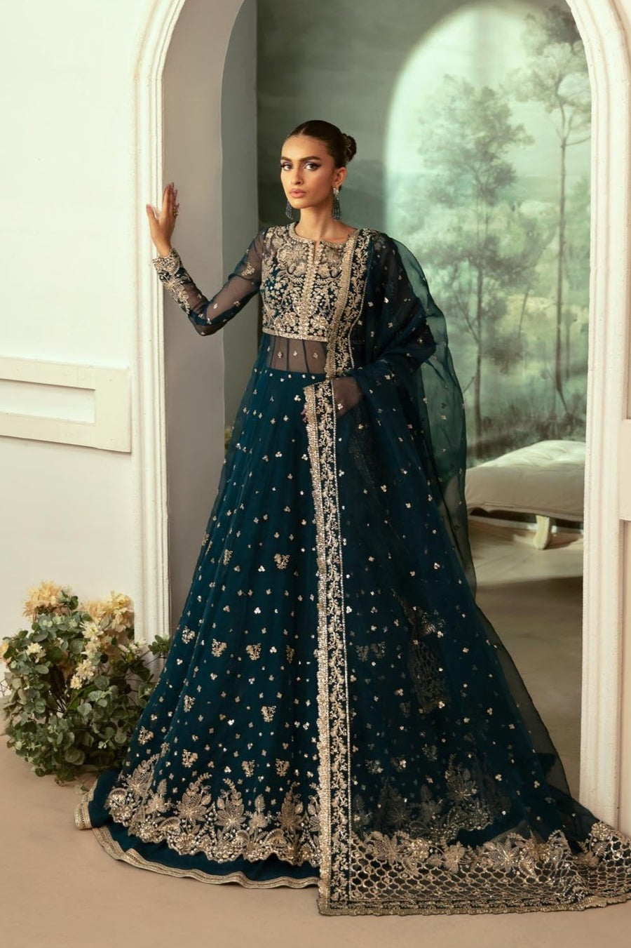 Beryl 3-Piece Organza Maxi Dress with Inner Slip & Dupatta