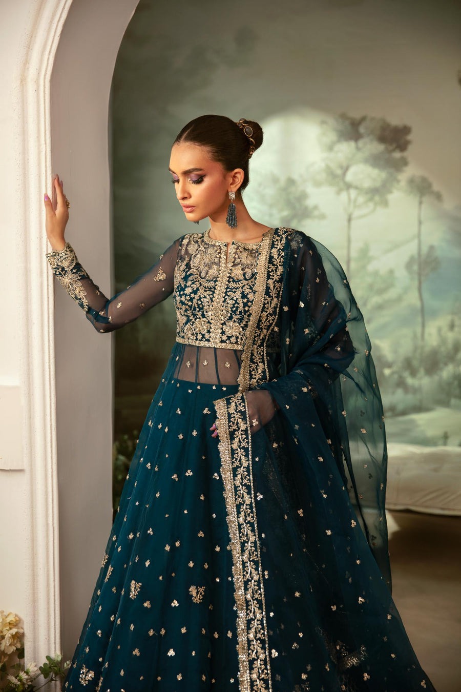 Beryl 3-Piece Organza Maxi Dress with Inner Slip & Dupatta