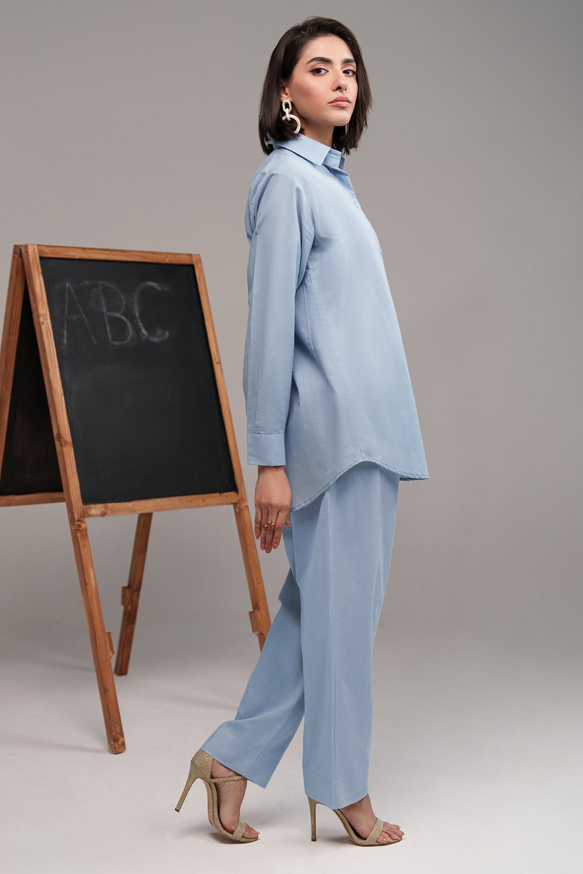 2 Pcs Cambric Co-ord Set – Sky Blue | Premium Soft Cambric