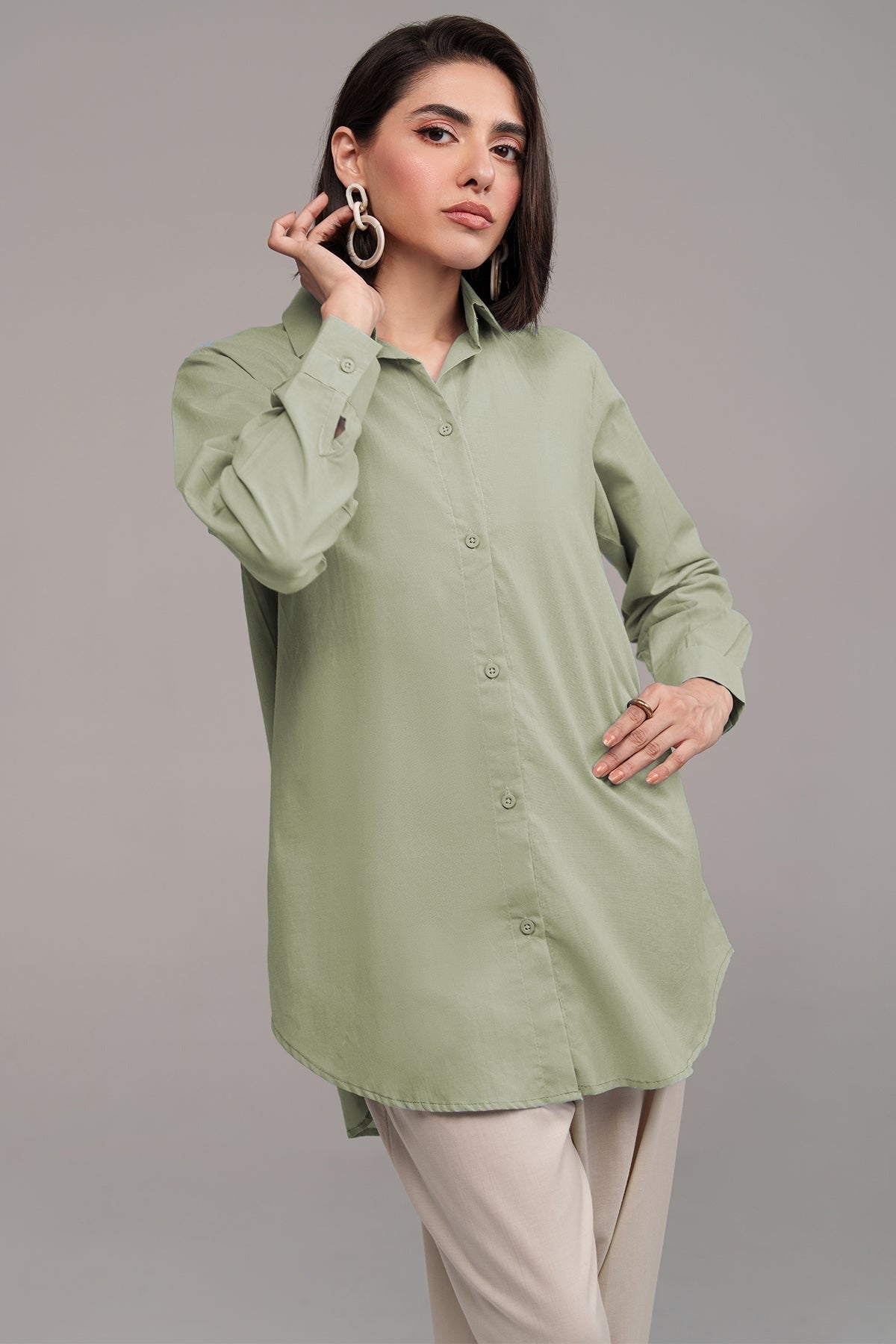 2 Pcs Cambric Co-ord Set – Mint | Premium Soft Cambric