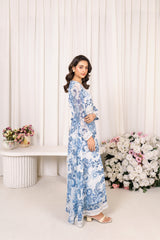 BELLA  Chiffon Printed Maxi Dress With Lace