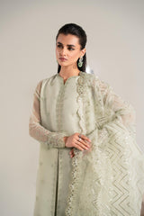 Zarif 3 Piece Organza Suit with Bell Bottom Trouser