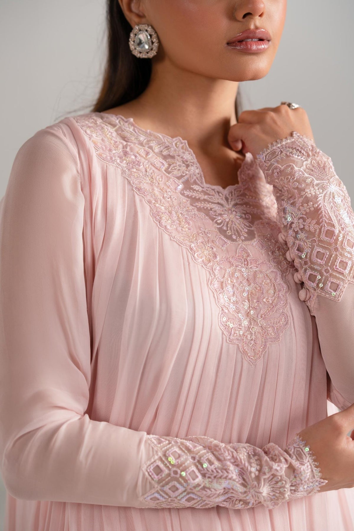 Jenaan 3 Piece Embroidered Chiffon Maxi Dress – Formal Wear