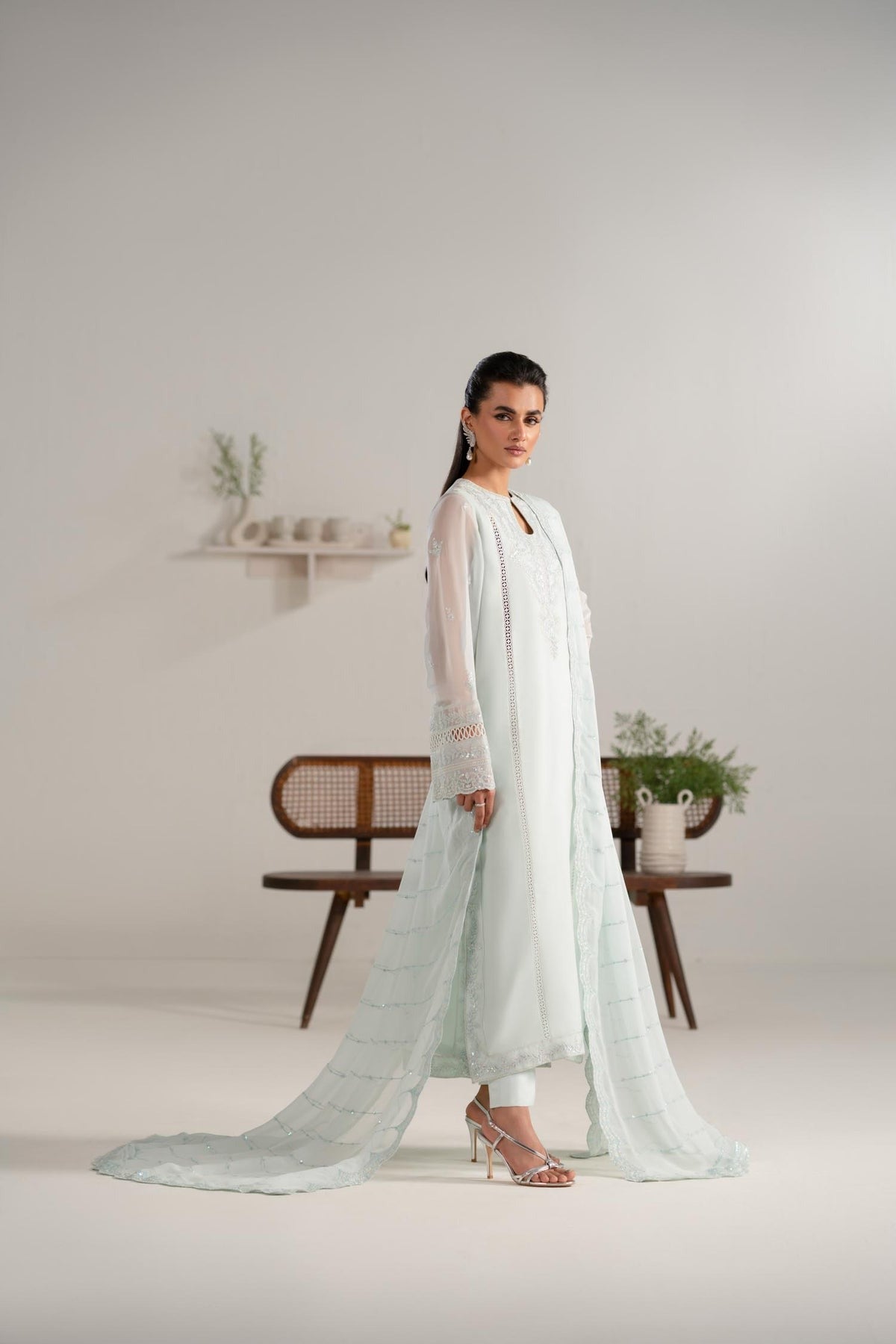 Parizah 3 Piece Chiffon Formal Pret Dress – Embroidered Elegance