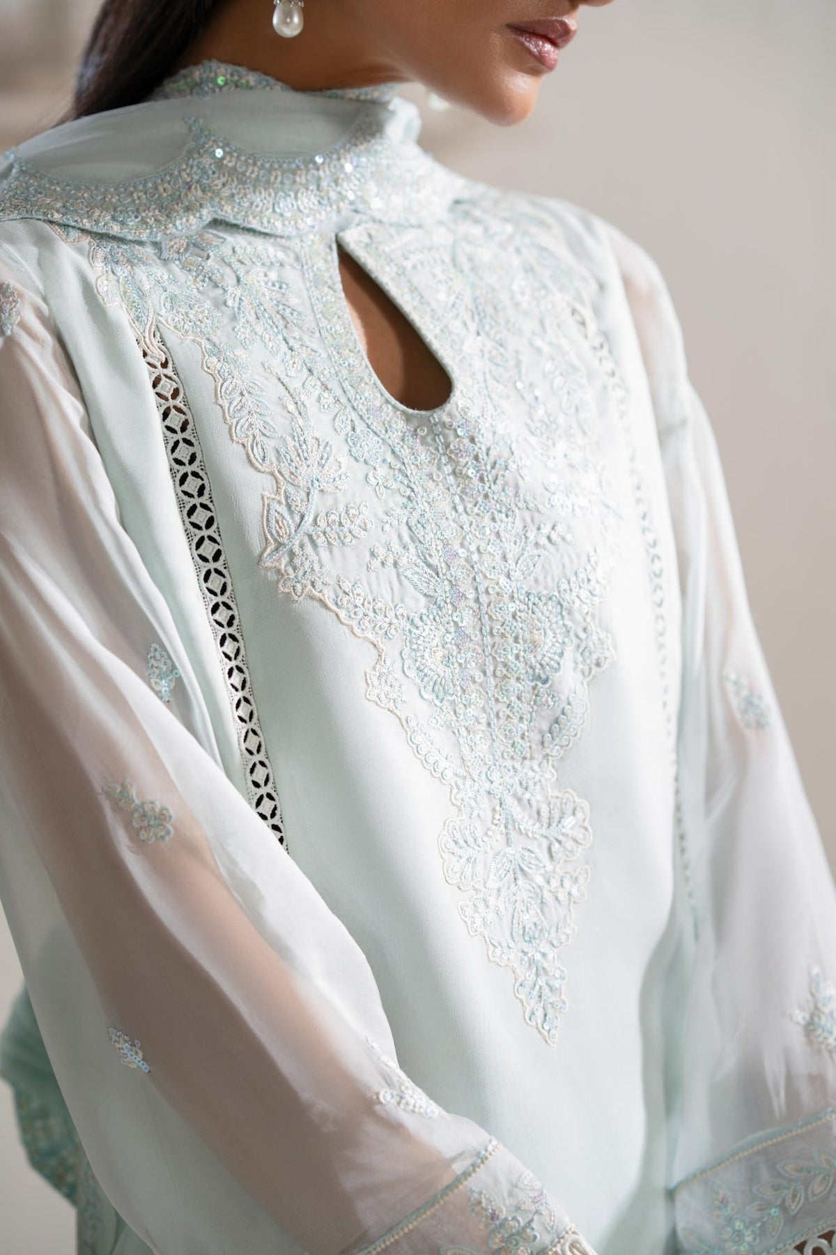Parizah 3 Piece Chiffon Formal Pret Dress – Embroidered Elegance