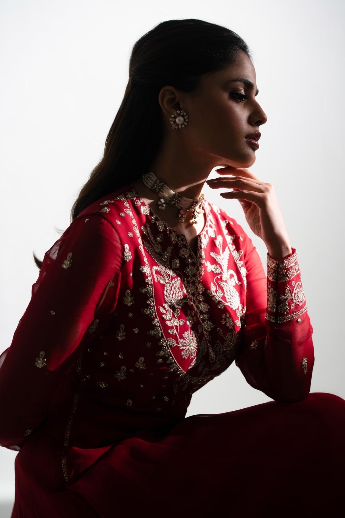 Naghma 3 Piece Chiffon Maxi Dress – Formal Pret with Embroidery