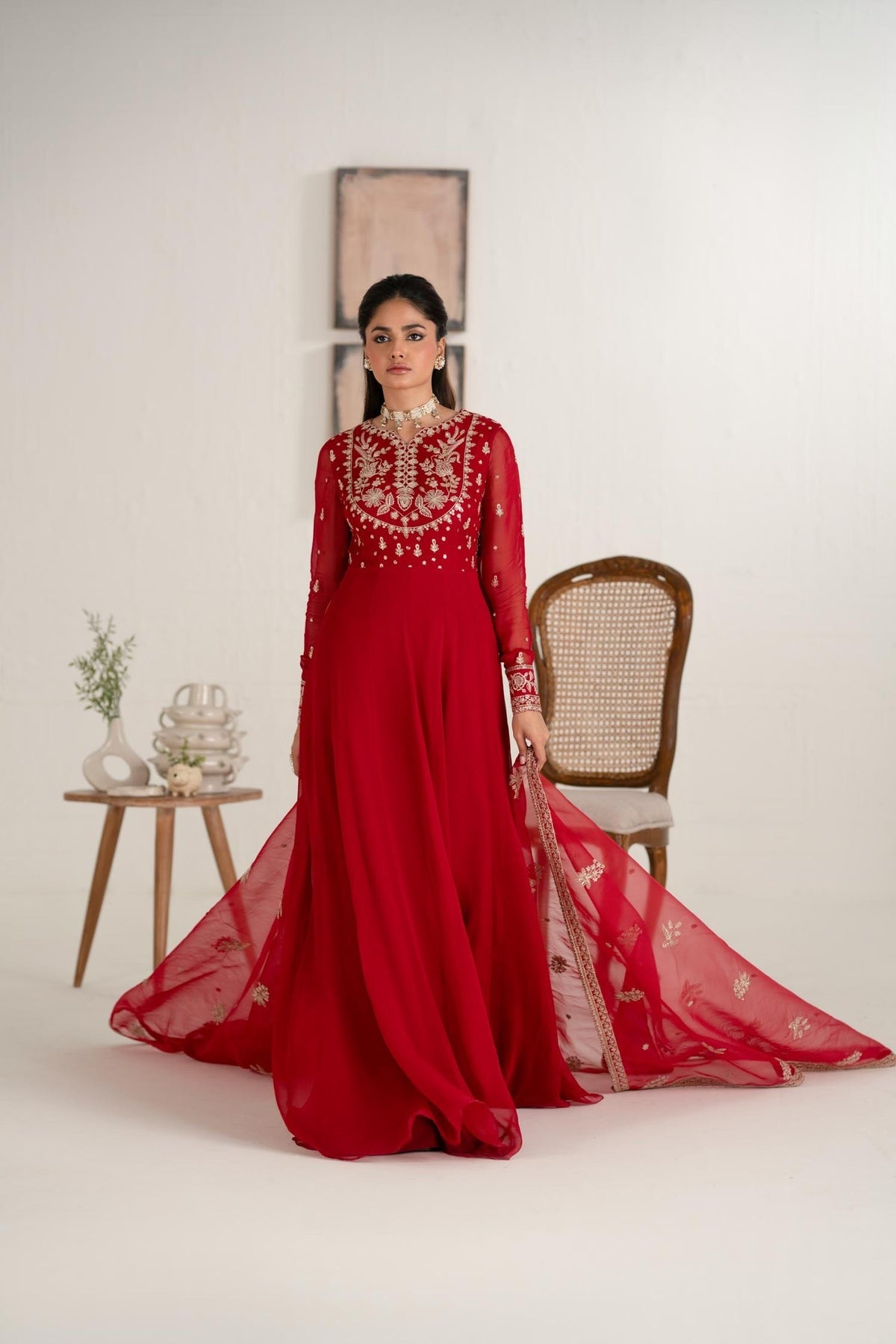 Naghma 3 Piece Chiffon Maxi Dress – Formal Pret with Embroidery
