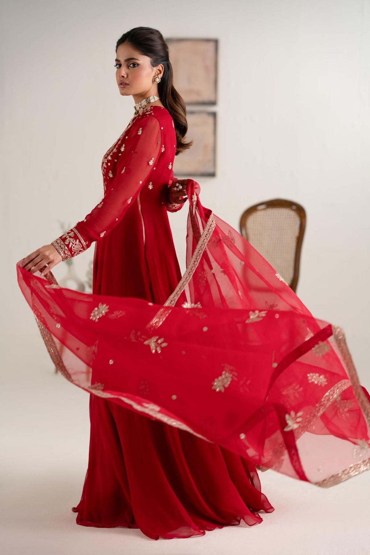 Naghma 3 Piece Chiffon Maxi Dress – Formal Pret with Embroidery