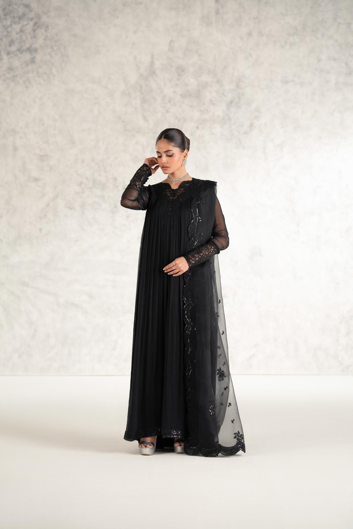 Mashal 3 Piece Embroidered Chiffon Maxi Dress – Formal Wear