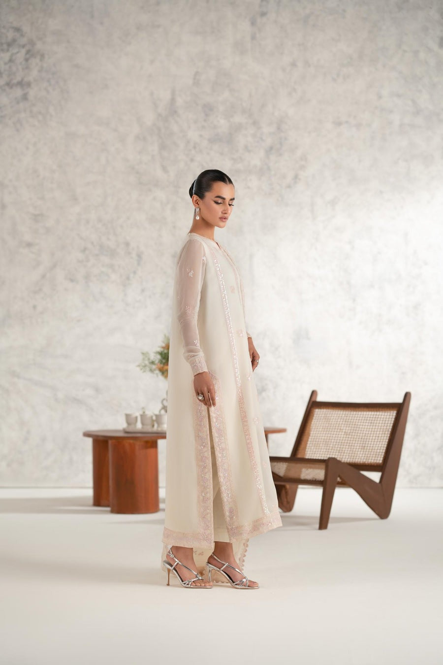 Mehr 3 Piece Chiffon  Dress With Heavy Embalishment