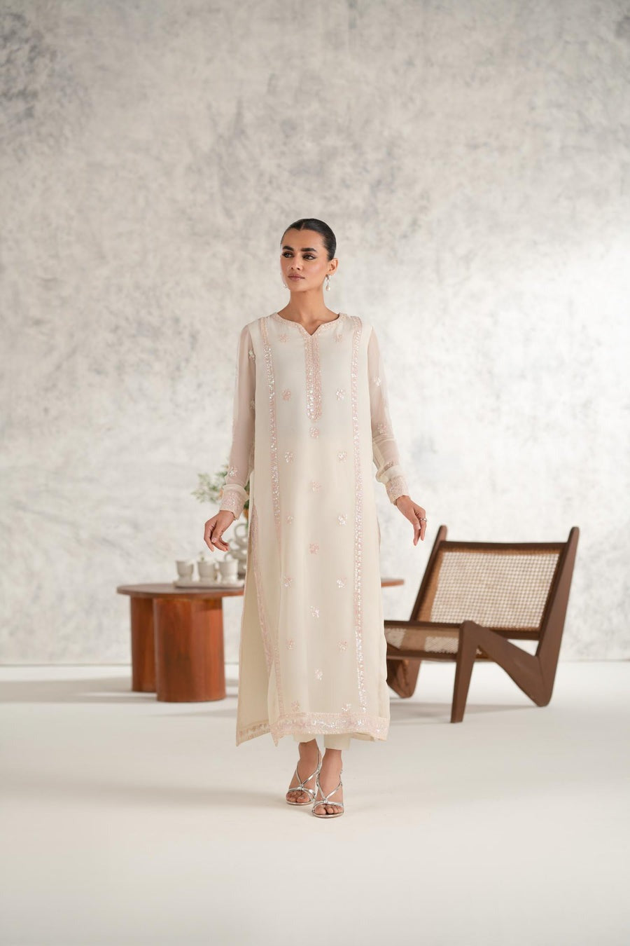 Mehr 3 Piece Chiffon  Dress With Heavy Embalishment