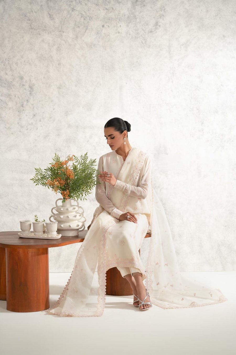 Mehr 3 Piece Chiffon  Dress With Heavy Embalishment