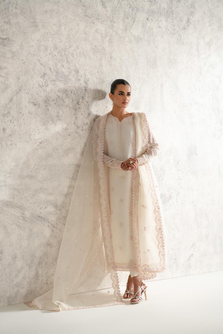 Mehr 3 Piece Chiffon  Dress With Heavy Embalishment