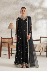 Black 3 Piece Chiffon Maxi Dress