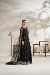Black 3 Piece Chiffon Maxi Dress