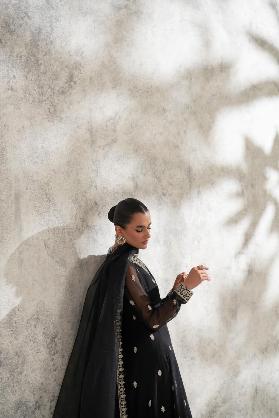Black 3 Piece Chiffon Maxi Dress