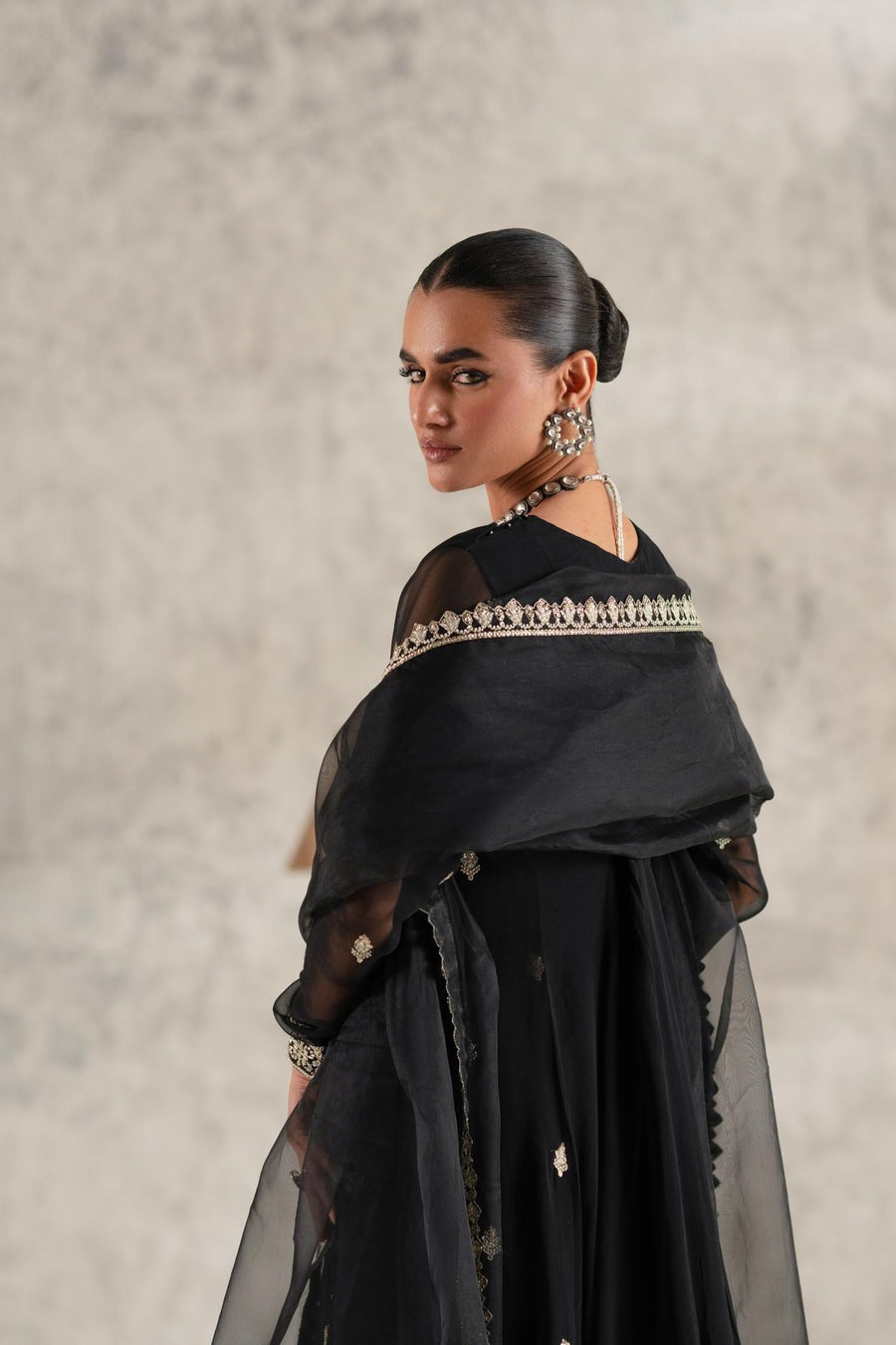 Black 3 Piece Chiffon Maxi Dress