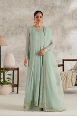 Zerqa 3 Piece Embroidered Chiffon Maxi Dress