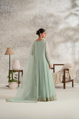 Zerqa 3 Piece Embroidered Chiffon Maxi Dress