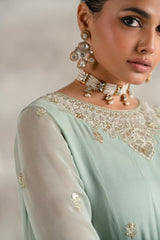 Zerqa 3 Piece Embroidered Chiffon Maxi Dress