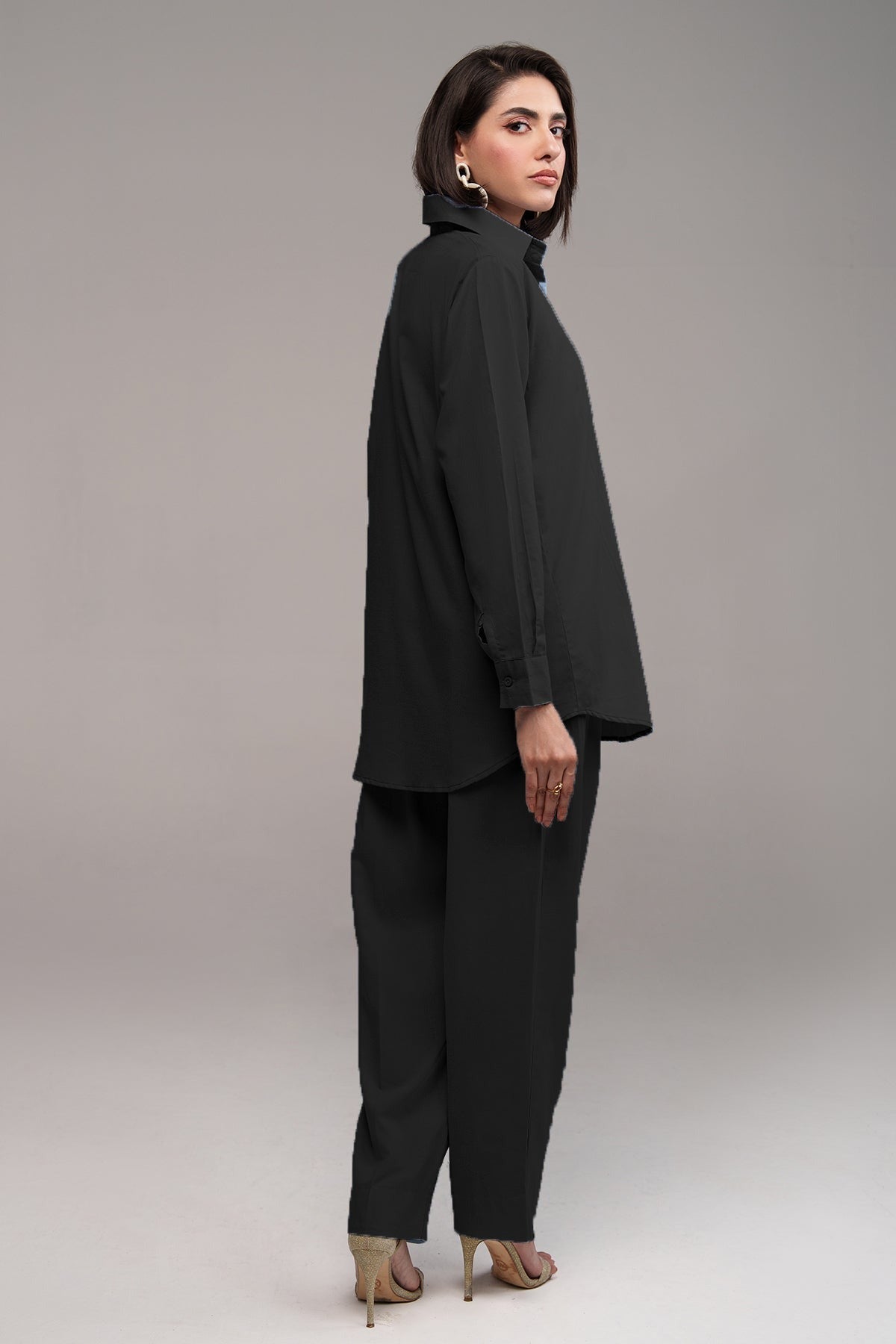 2 Pcs Cambric Co-ord Set – Black | Premium Soft Cambric