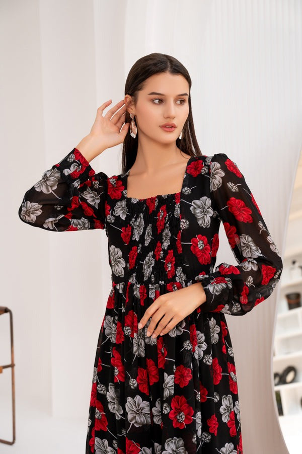 Black Day Dream Floral Maxi