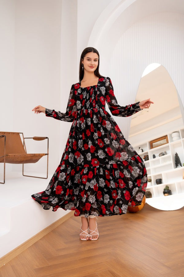 Black Day Dream Floral Maxi